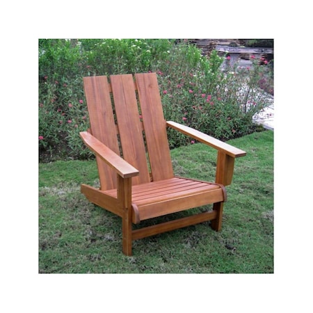 International Caravan Acacia Large Square Back Adirondack Chair, Rustic Brown TT-DC-022-STN